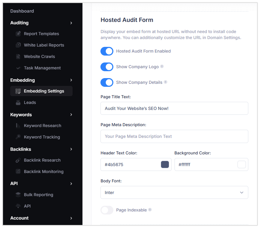 Hosted Audit Form